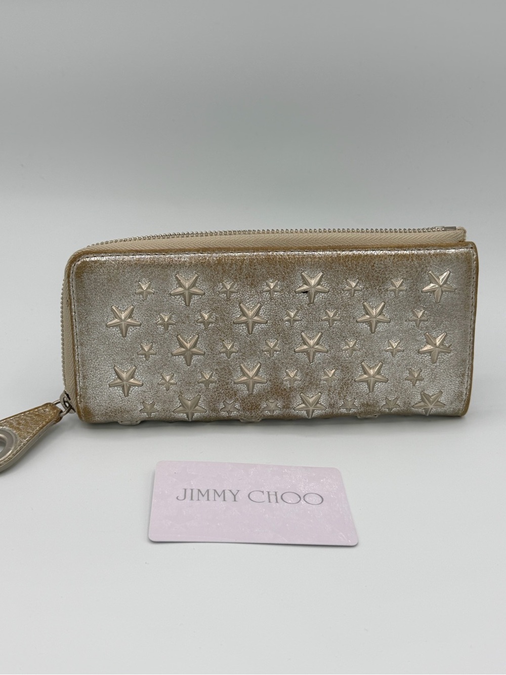 Jimmy Choo Gold Star-Embellished Zip Around Wallet